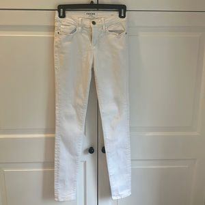 White pre-loved frame skinny jeans